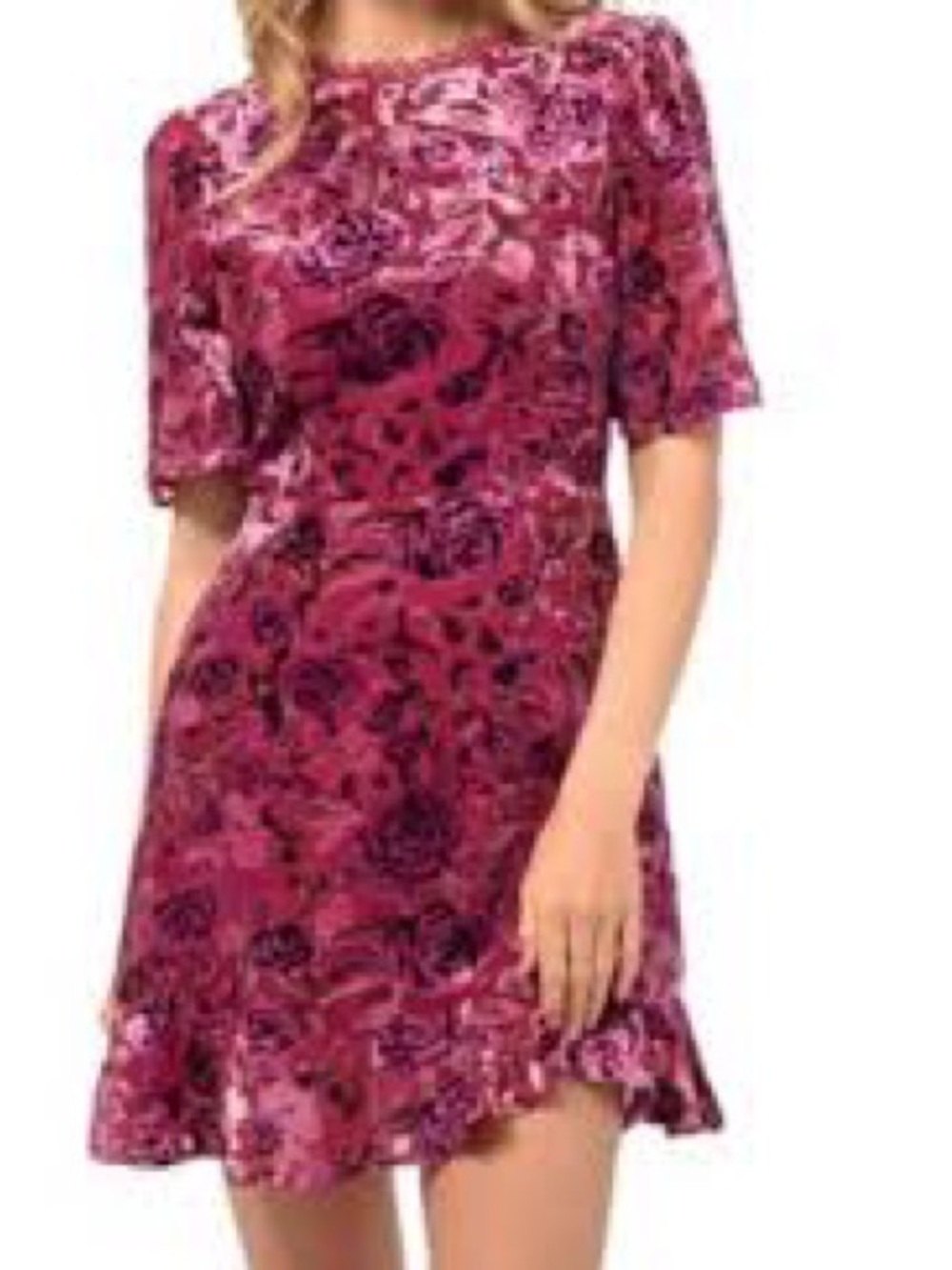 Adelyn Rae Raspberry Floral Fit-and-Flare Mini Dress - Picture 10 of 10
